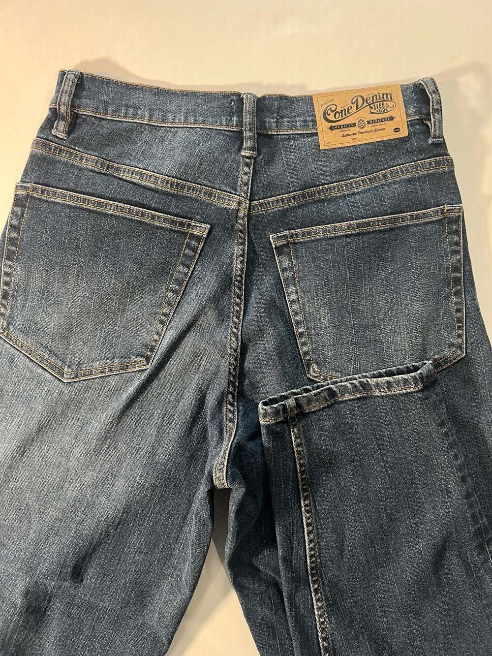 Cone Denim Mills Heritage Jeans, Dark Wash Button Fly, High Rise - Size 29